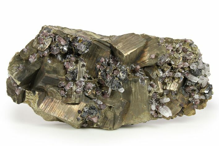 Striated, Cubic Pyrite With Sphalerite & Quartz - Peru #271523